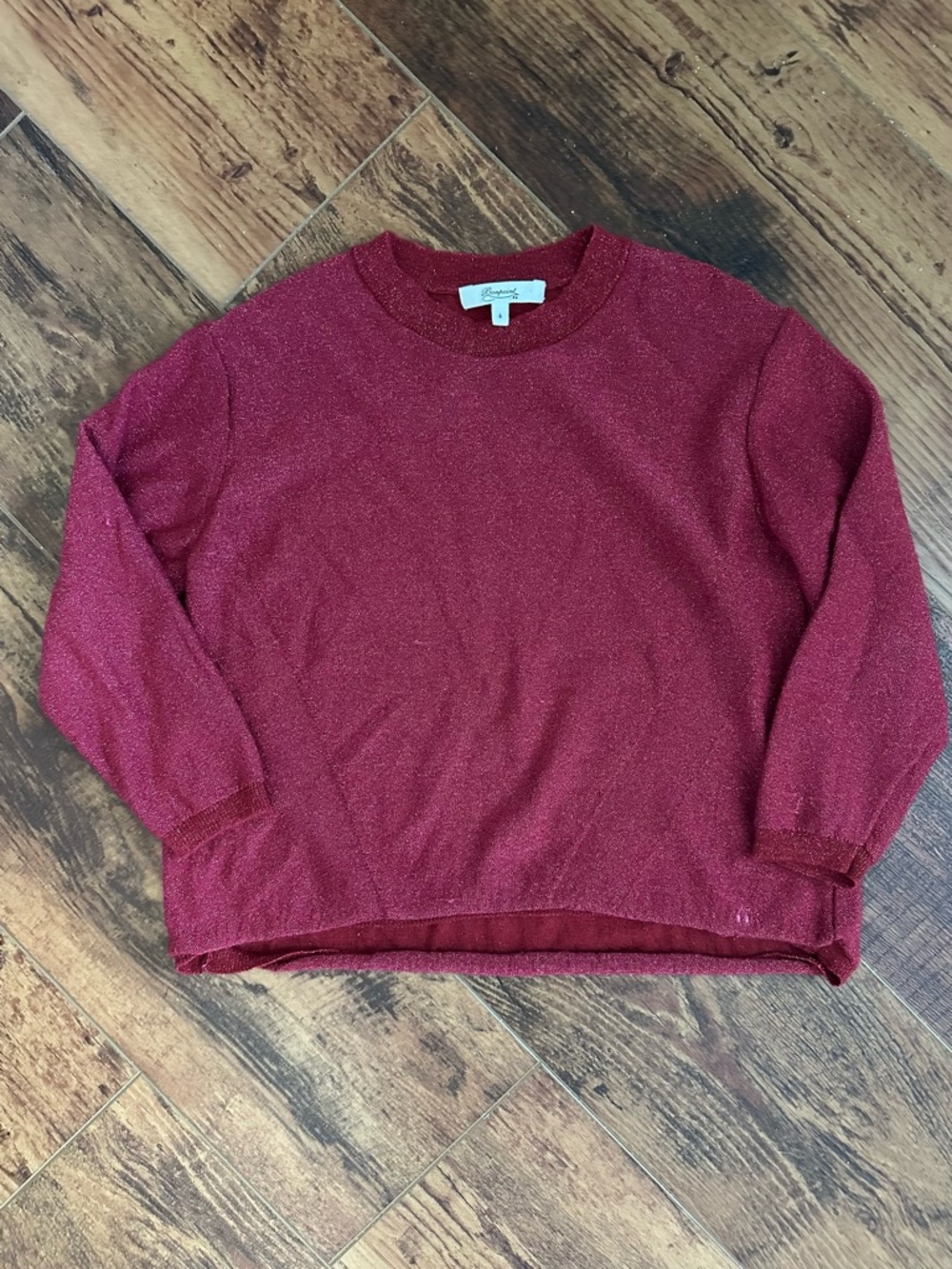 Bonpoint Girls Red Glitter Knit Pullover Sweater Wool Polyester Size 6